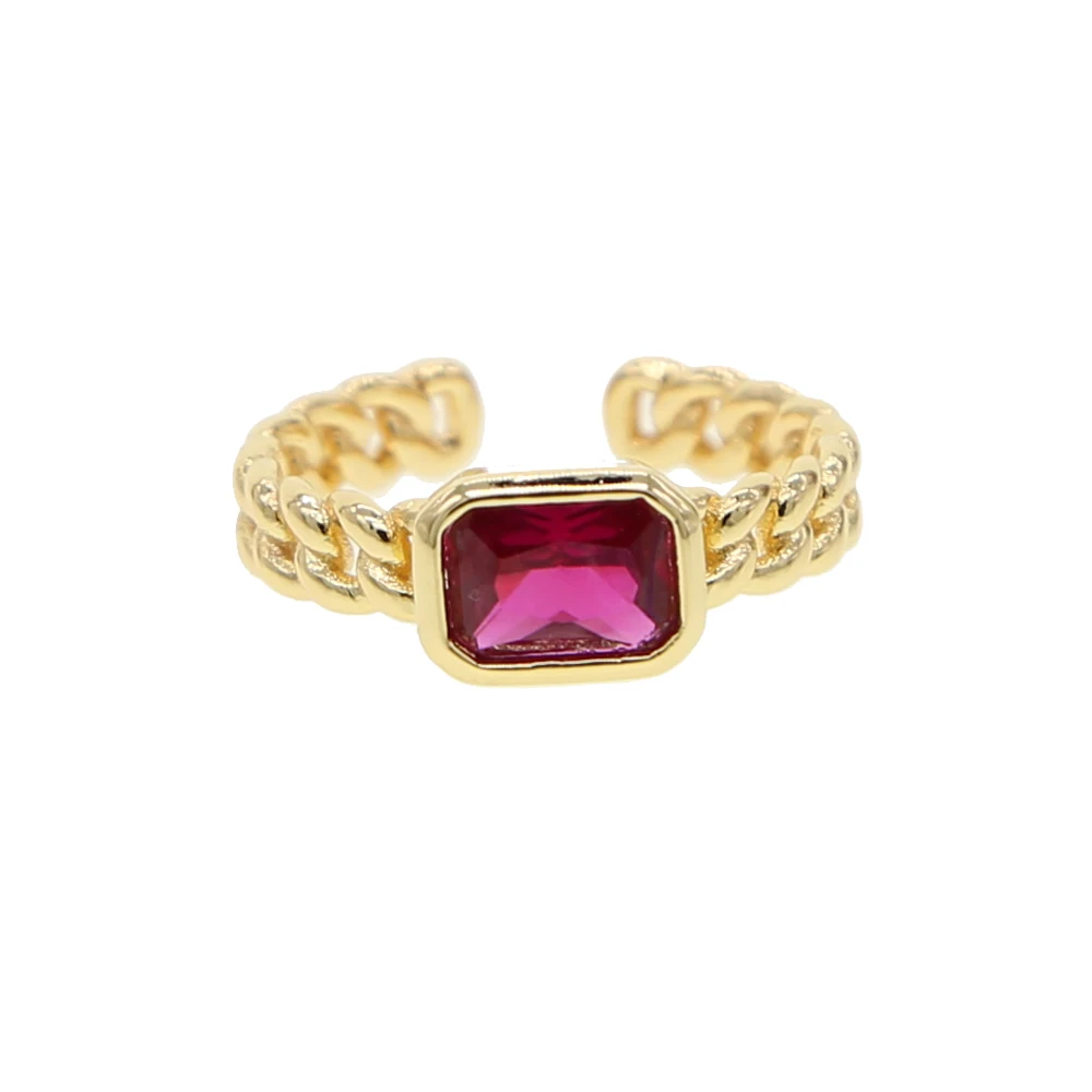 Золотые кубинские звенья цепи один камень женский перстень великолепные Простые Модные один камень обручальные кольца