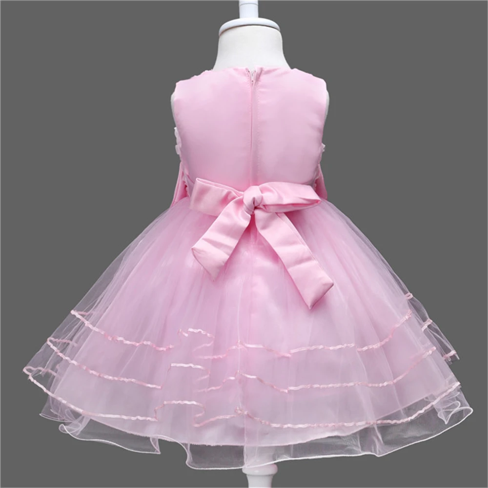 Yeedison Cute Flower Girls Dress Summer Bow Kids Princess Dresses For Girl Party And Wedding Costume 2018 New Children Ball Gown (2)