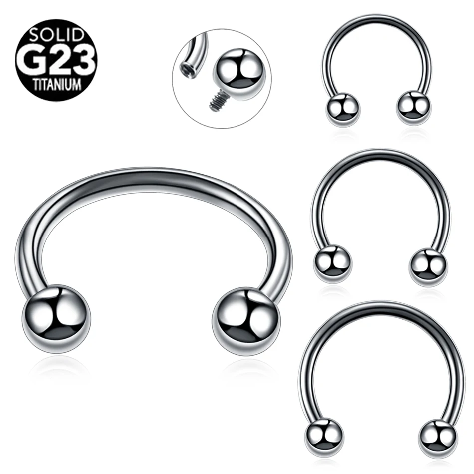 

1PC Titanium Internally Thread Horseshoe Rings Piercing Eyebrow Lip Nose Hoop Rings Ear Septum Helix Tragus Piercing Jewelry 16G