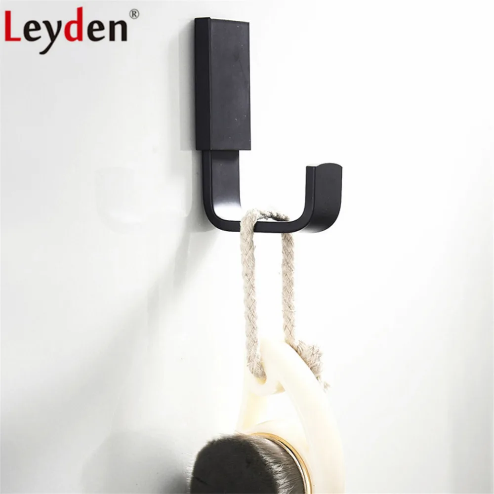 Leyden Europe Wall Mounted Black Brass Bathroom Robe Hook Durable