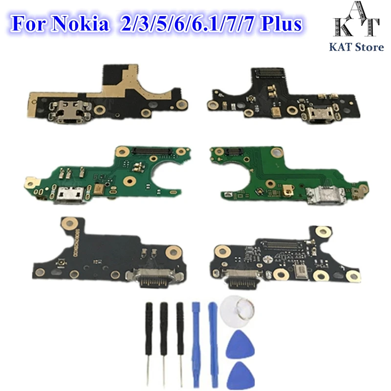 5 шт. для Nokia 2 3 6 1 7 7plus разъем USB-порта зарядки микрофона гибкий кабель + инструменты