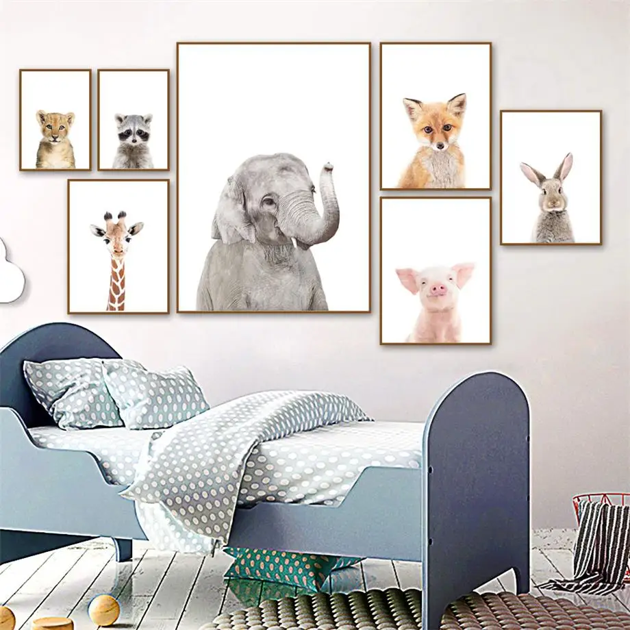 

Cute Elephant Leopard Koala Fox Rabbit Wall Art Canvas Painting Nordic Posters And Prints Nursery Wall Pictures Kids Room Decor