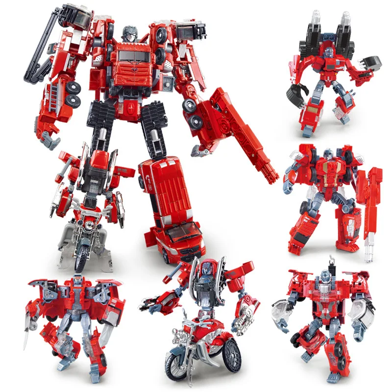 

WJ Transformation 5 Toys Deformation Robot Car Metal Part Crane Fire Truck Ambulance Motorcycle Excavator Model