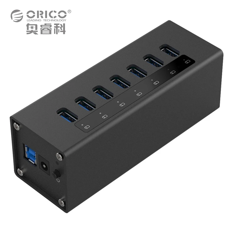 Prix pour ORICO A3H7-BK 7 Port Haute Vitesse De Bureau USB3.0 Hub avec Adaptateur En Aluminium HUB Pour Macbook-Noir Prix pour ORICO A3H7-BK 7 Port Haute Vitesse De Bureau USB3.0 Hub avec Adaptateur En Aluminium HUB Pour Macbook-Noir