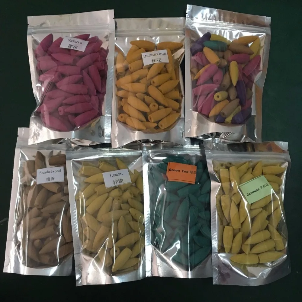 

50Pcs Bigger 3.5cm Natural Reflux Tower Incense Sakura Osmanthus Jasmine Lemon Smoke Cone Backflow Incense Bullet New