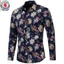 Fredd Marshall, новинка, модная мужская рубашка с цветочным принтом, хлопок, Повседневная рубашка с длинным рукавом и цветочным принтом, мужская пляжная Гавайская одежда 56003