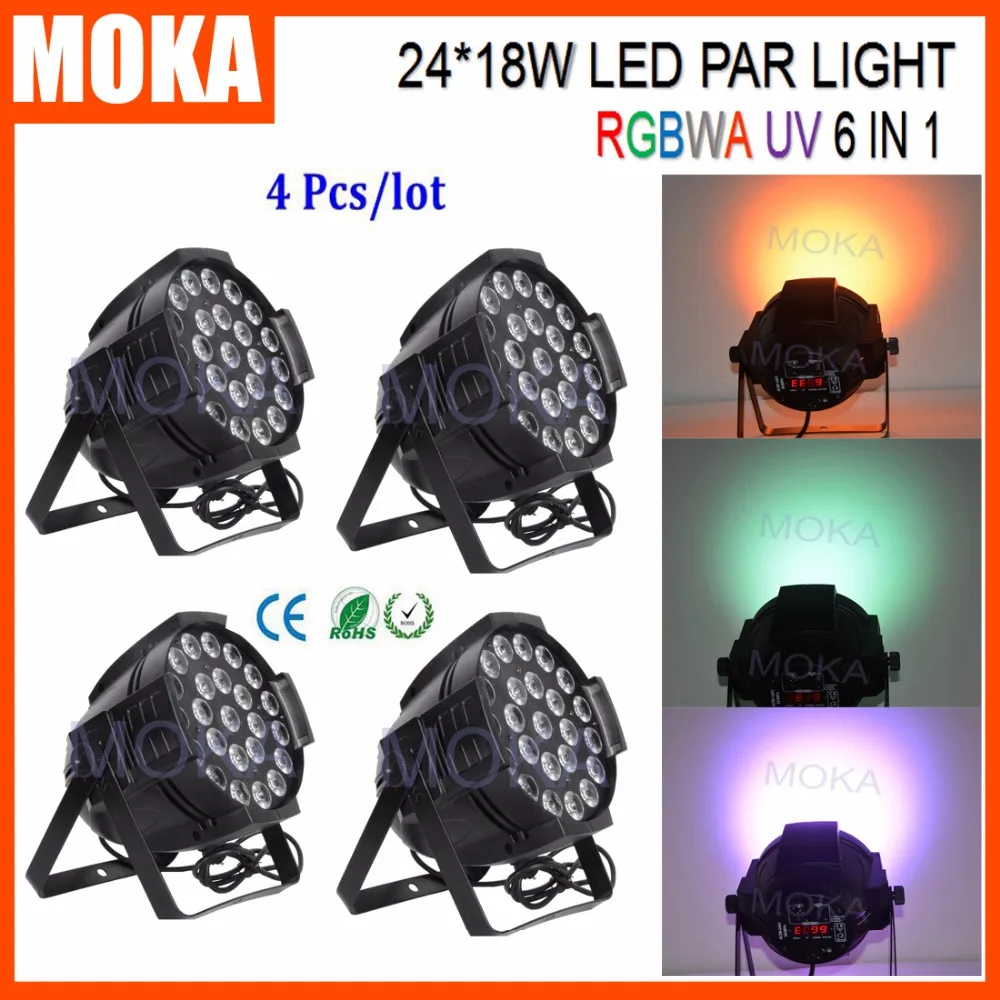 

4PCS/LOT Led Disco Light DMX 24*18W RGBWA UV Led Par Light 6 In 1