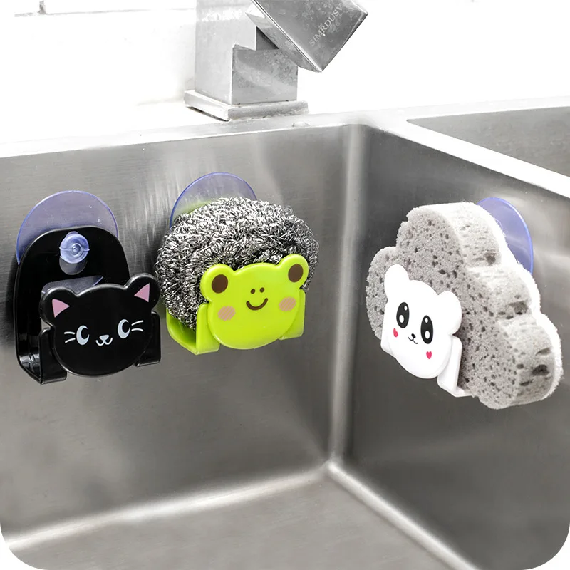 Sale Cartoon Animal Cat Bear Frog Wall Mounted Bath Storage Box Soap Bar Holder Kitchen Tools Sponge Drain Shelf Bag F2428 | Дом и сад