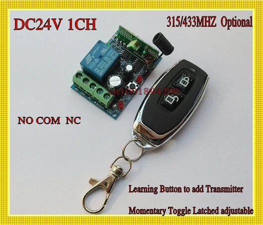 

Remote Control Switches DC 24V remote switch 10A Relay NO COM NC Door Access Light LED Lamp Wireless Switch 315/433 Metal TX +RX