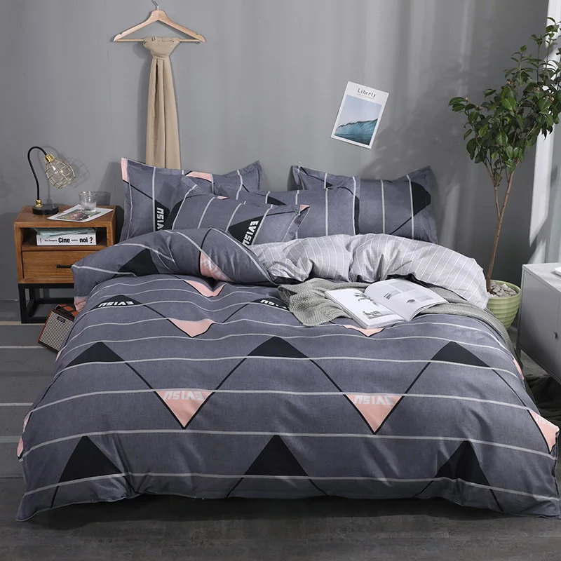 

Bedding Set Polyester 4Pcs Family Set Include Bed Sheet Duvet Cover Pillowcase Boy Room Flat Sheet No Filler 2019 Bed King Size