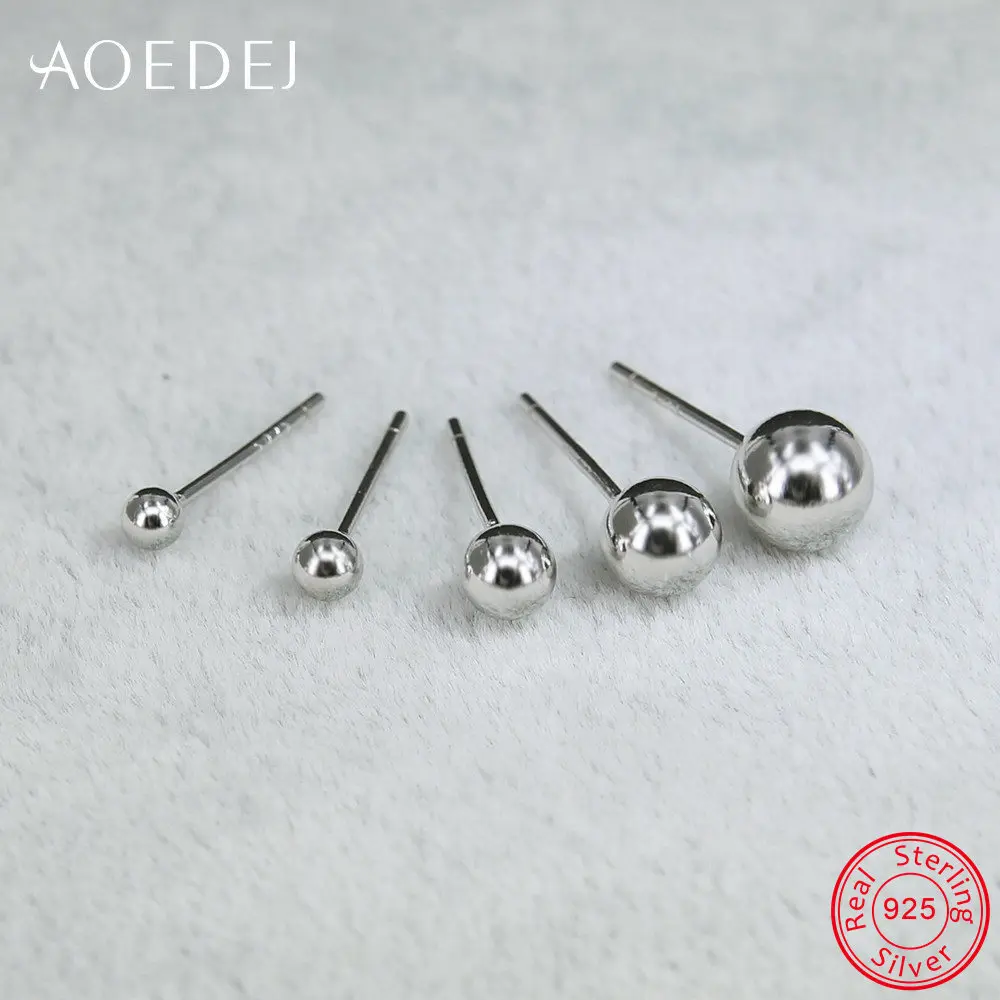 AOEDEJ, 925 пробы, серебряные серьги-гвоздики для женщин, маленькие шариковые серьги-гвоздики для девочек, детские серьги для девочек, серебряные серьги 925