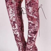 Сапоги выше колена, украшенные блестящими блестками сапоги с открытым носком, на шнуровке, обтягивающие высокие сапоги-сандалии новейшие высокие сапоги выше колена на молнии