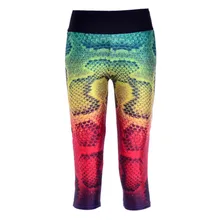 New 1029 Sexy Girl Women Colorful snake scale 3D Prints Workout stretch Fitness Elastic Cropped Trousers Leggings Pocket Pants