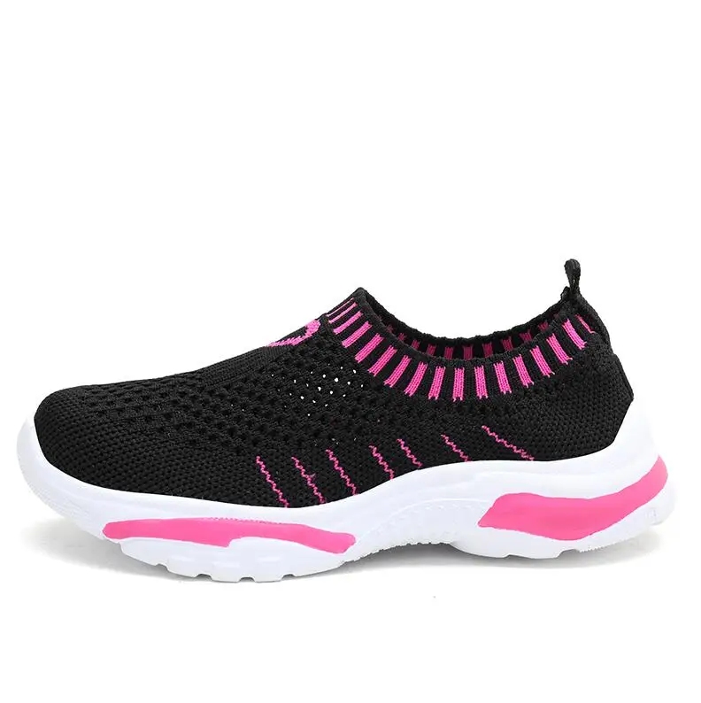 Новинка года; стильные кроссовки для девочек; детская спортивная обувь; детская прогулочная обувь; Дышащие носки без застежки; обувь для маленьких и больших детей - Цвет: QTX-899 black