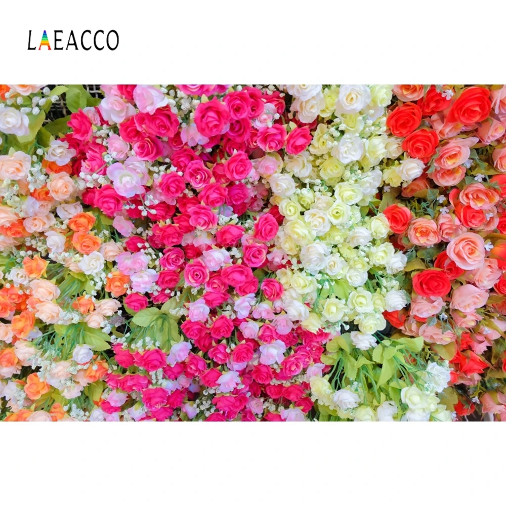 

Laeacco Colors Flowers Leaves Wedding Romantic Love Photography Background Customized Photographic Backdrops For Photo Studio