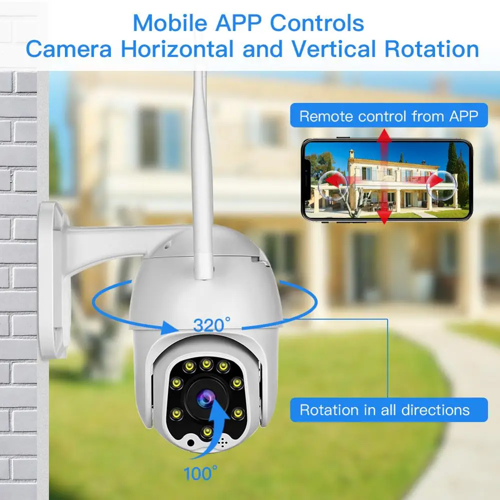 Ip-камера наружная WiFi 2MP 1080P Беспроводная PTZ скоростная купольная CCTV IR Onvif IP Cam Wi-Fi камера IpCam Camara охранное наблюдение