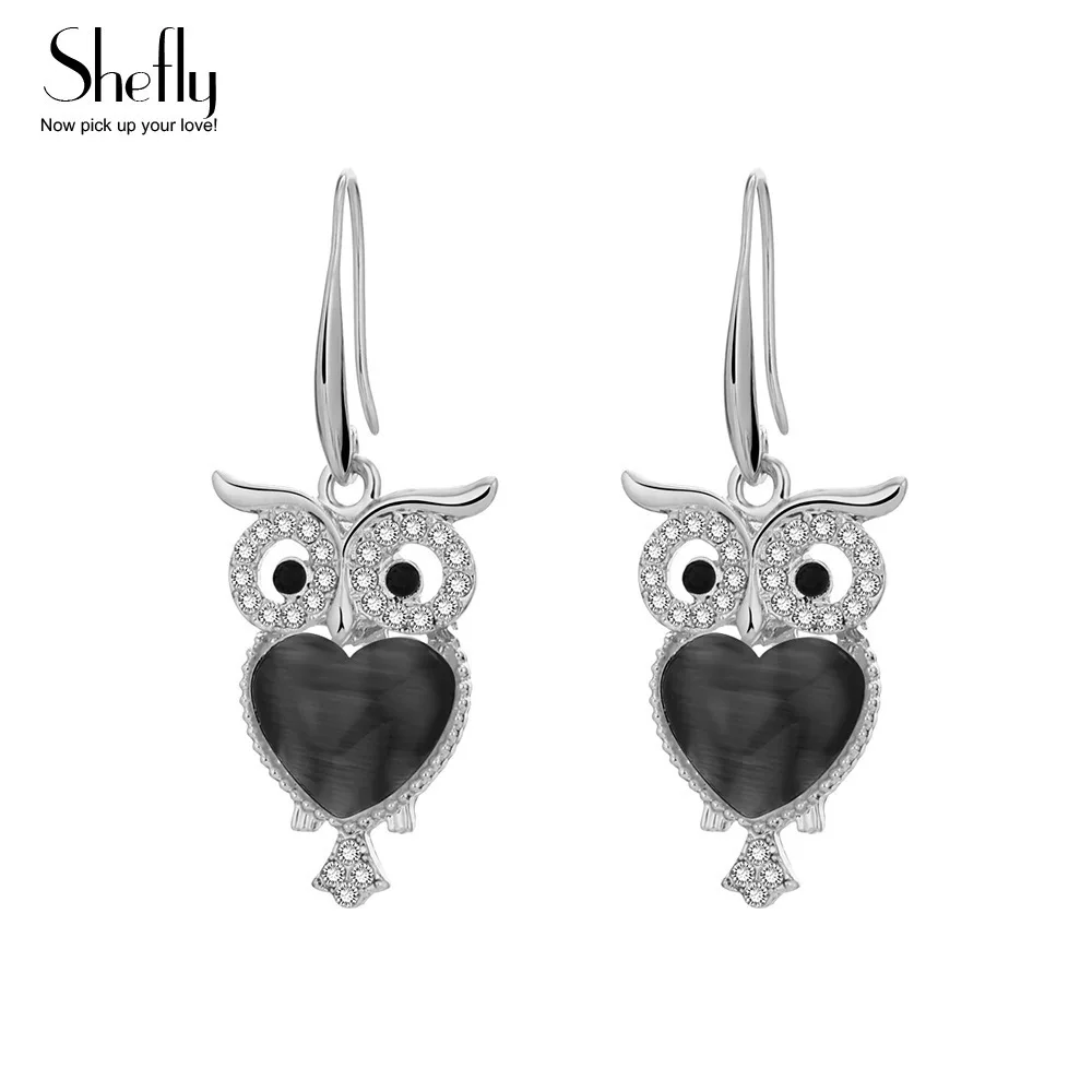 

Vintage Rhinestone Owl Earrings For Women Gold Silver Color Earrings Famous Brand Jewelry Pendientes Mujer Brincos EH04744