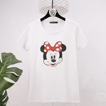 

Women's cotton T-shirt with bow motif and large size short sleeve T-shirt