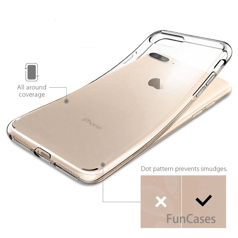 Чехол для iPhone X 8 7 6 S Plus Прозрачная защитная задняя крышка противоударный бампер