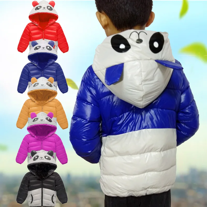 

2018 hot sale girls or boys Winter jacket New Children Cotton Padded Cartoon Baby Panda Short Down Jacket and for free shipping