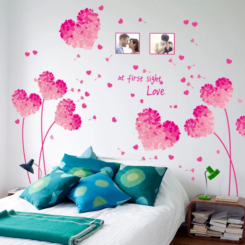 2018 новый он Книги по искусству цветы стены стикеры для Спальня Home decor DIY ПВХ обои