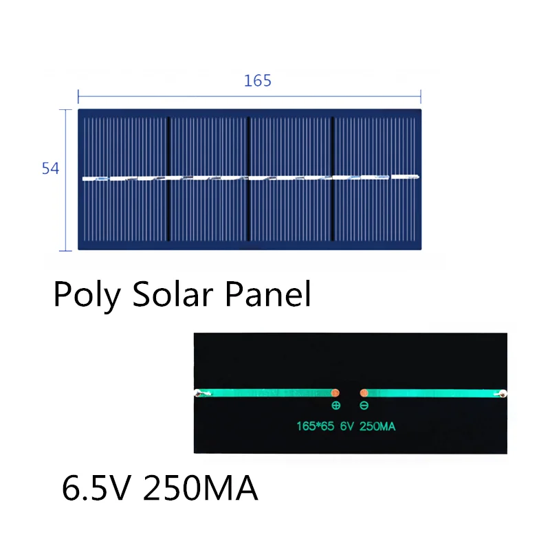 Поли солнечная панель 6,5 V 250MA для солнечной эпоксидной сборки фонарик, предназначенный 165*65 мм