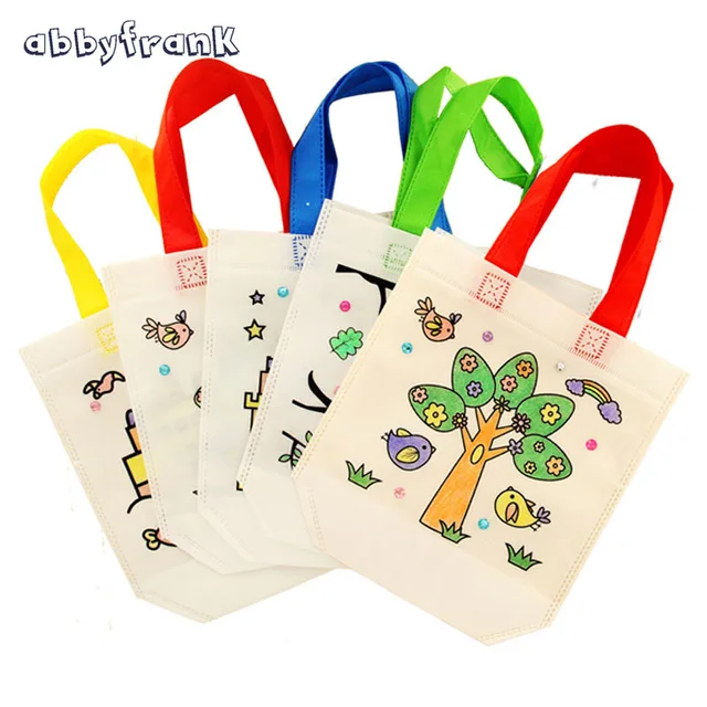 Abbyfrank 3PCS/LOT DIY Drawing Storage Bag Handbag Craft Kits Fabric