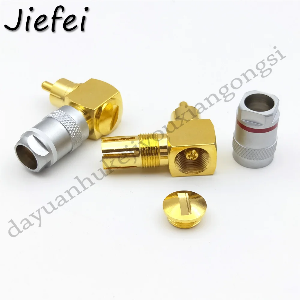 4 50pcs brass Right Angle 90 degrees RCA Gold Plated Male Plug Adapter For Headphone Audio Cable Audio And Video Connector