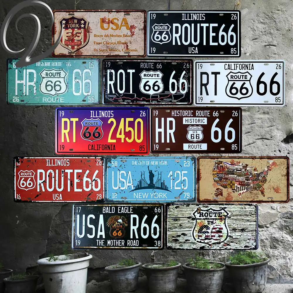 The City Of New York USA 125 Route 66 Shabby Chic License Plate 15*30 Vintage Home Decor For Bar Cafe pub Decoration