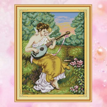 

JoySunday counted crossstitch Pipa girl life DMC14CT11CTcotton needlework kits livingroom bedroom baby room painting wholesale