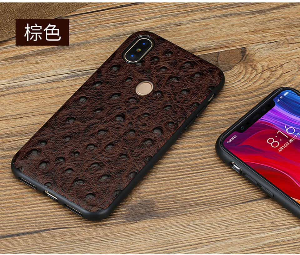 Чехол из натуральной кожи с узором страуса для Xiaomi mi 8 8SE 9se A2 mi x 2S mi 6 max 3 Red mi Note 7 pro защита от падения