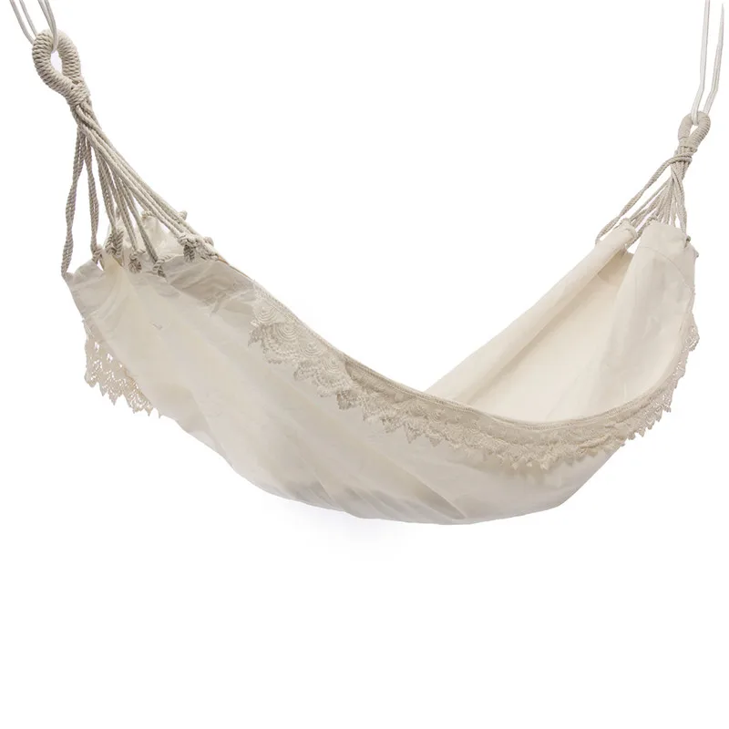 

Outdoor Camping Hammock Swing Safety Portable Hanging Chair Pure White Romantic Lace For Travel Hiking Garden Sleeping