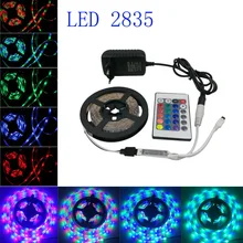 RGB 5m 12V 2835 led strip NON Waterproof led light diodes Flexible light strip lighting without remote control DC12V 2A adapter