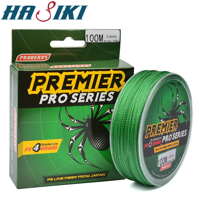 HASIKI Super Strength Multi colours choices 4 Strands 100 Meters PE braided fishing line