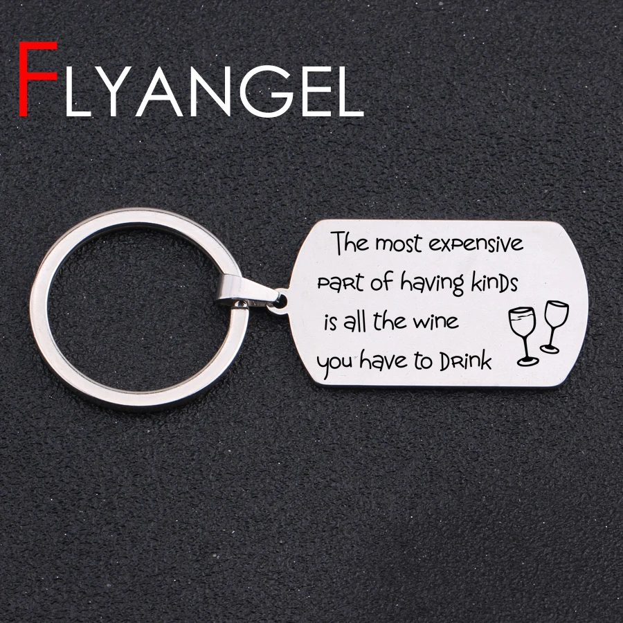 Fashion Engraved Red Wine Glass Keyring The Most Expensive You Have To
