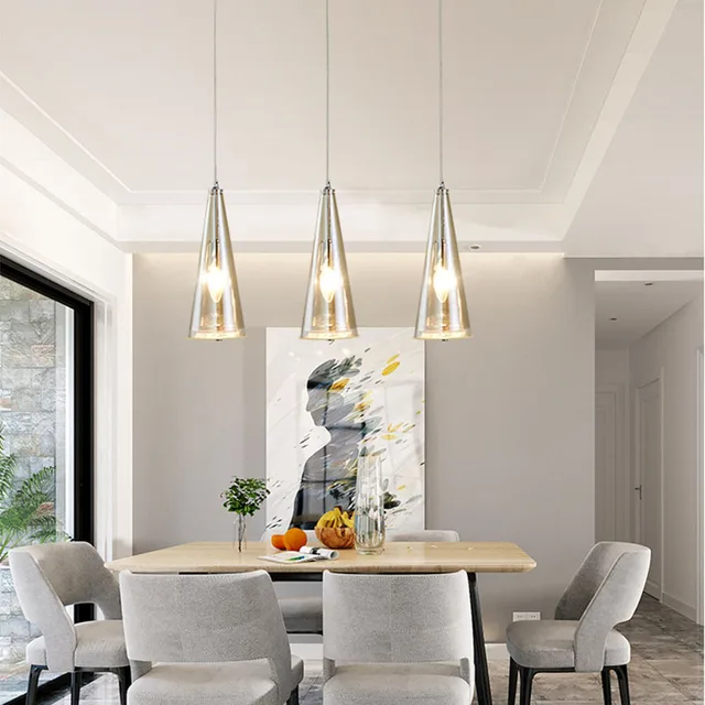 Baru LED 3 Lampu Kaca Kristal Lampu Gantung Panjang Cone Baru LED 3 Lampu Kaca Kristal Lampu Gantung Panjang Cone