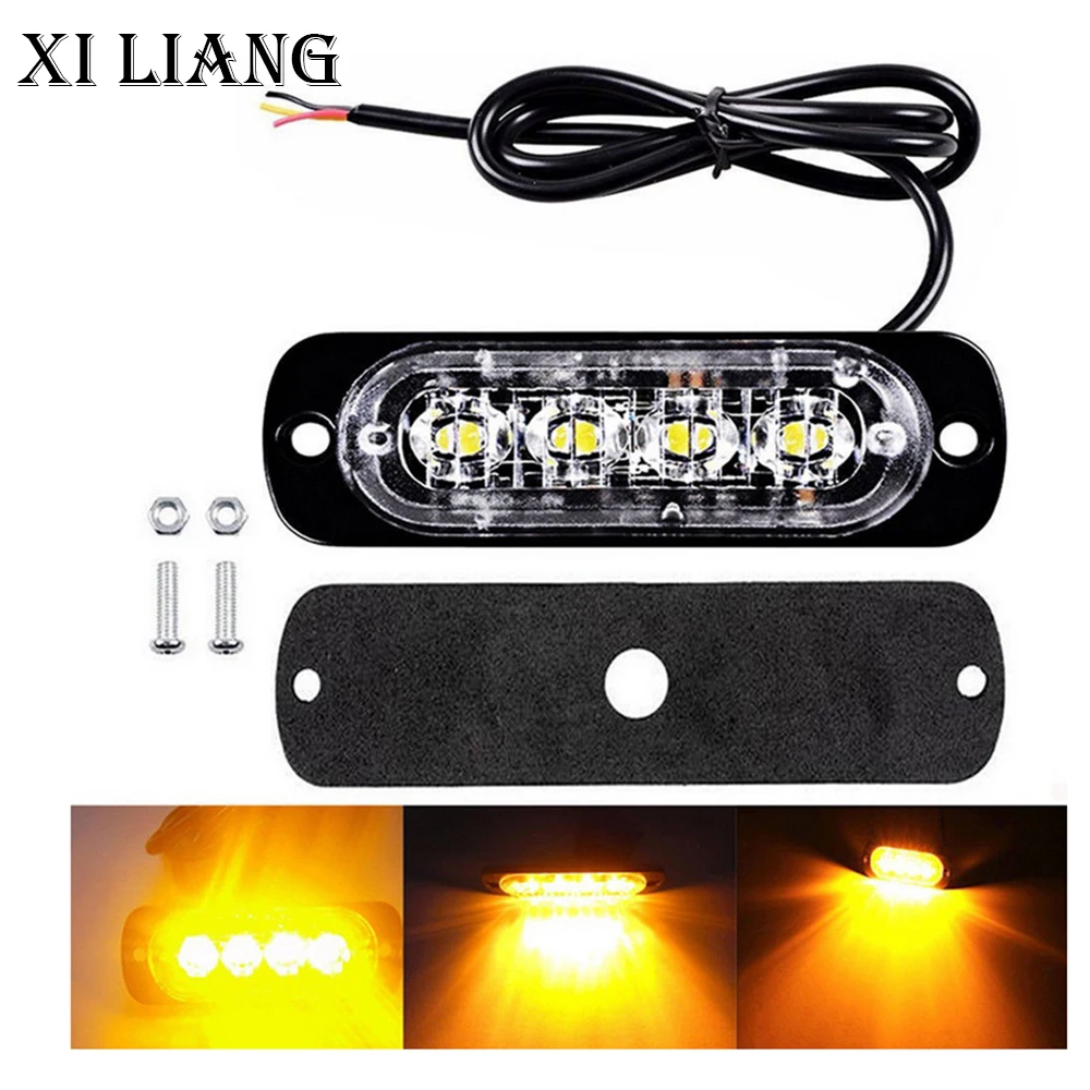 

4 LED Strobe led Warning Light waterproof Breakdown Emergency Light Car Truck Beacon Lamp Amber Traffic warning Light