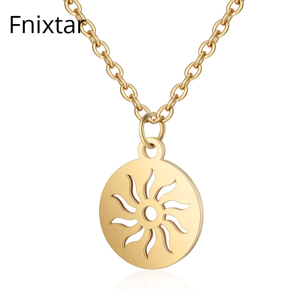 Новинка 2018 ожерелье Fnixtar из нержавеющей стали золотого цвета с круглыми