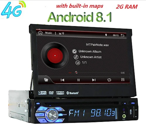 Cheap 7"1Din Android8.1 CarDVD Player GPS Navigation Universal In-dash Detachable Front Panel Auto Radio Audio Stereo with BT Function 1