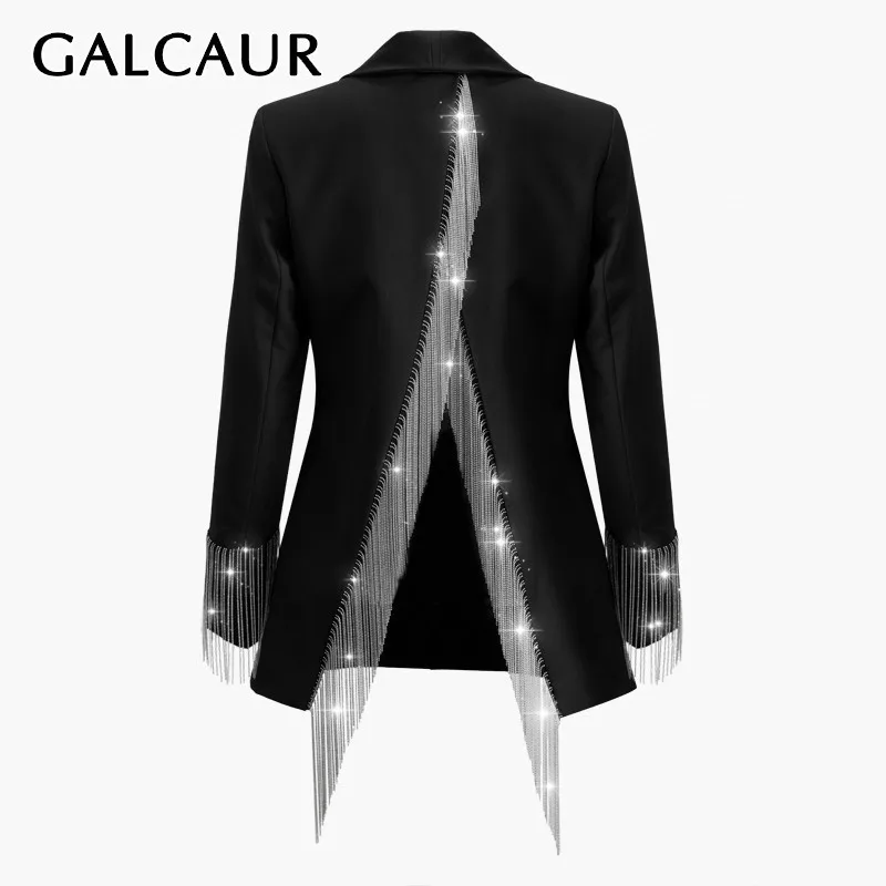 Женская куртка с лацканами GALCAUR летняя Асимметричная длинными рукавами и