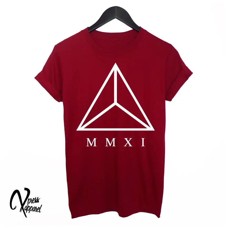 Треугольная Футболка с принтом MMXI Мужская черная хипстерская женская футболка