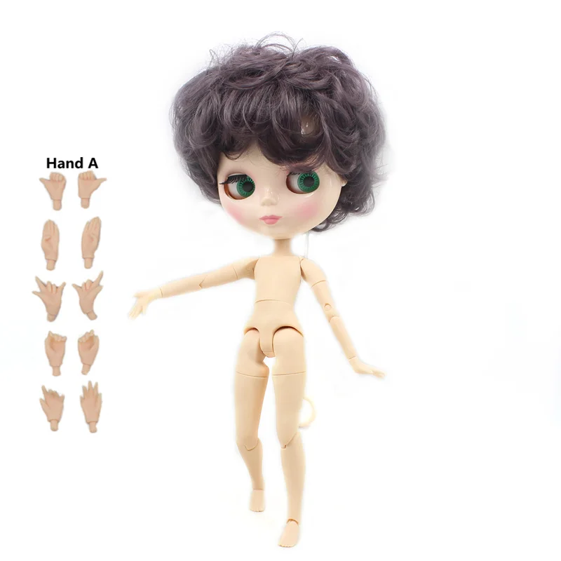 Ледяная фабрика blyth кукла мальчик тело bjd игрушка Фиолетовый Короткие волосы BL9219 1/6 30 см голая кукла - Цвет: doll with hand A