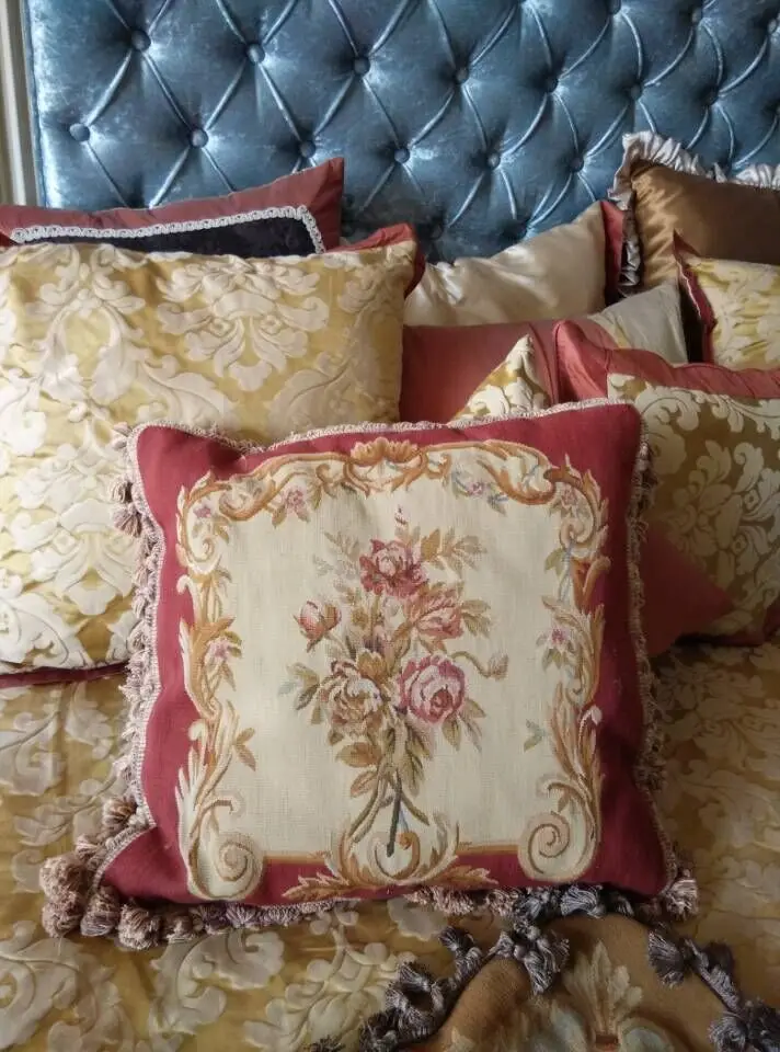 1" x 18" Aubusson ручная тканая Подушка, новозеландская шерсть подушка ручной работы, без вставки