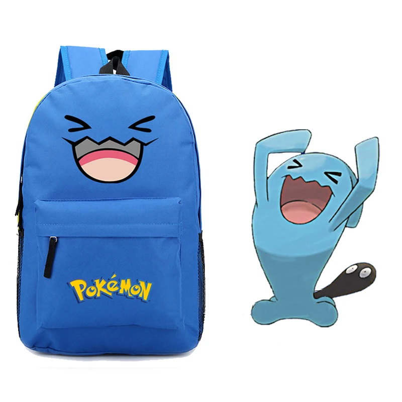 

2017 Japanese Anime Pokemon Pocket Monster Kawaii Wobbuffet Emoji Printing Backpacks for Teenage Girls Canvas Children Backpacks