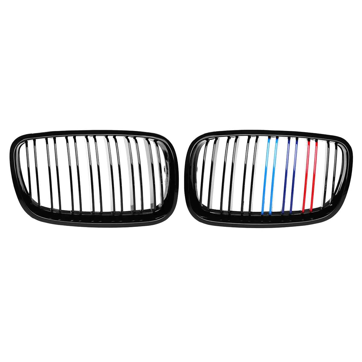 A Pair For 2007-2013 For BMW X5 X6 E70 E71 Car Front Bumper Grille Grill Cover Trim Kidney Glossy Black M-Color