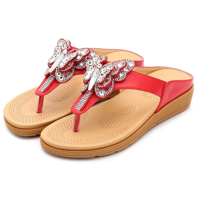 

2019 Summer butterfly water drills sandal fashionable beach shoe Bohemian cool slipper female recreational thick bottom bottom