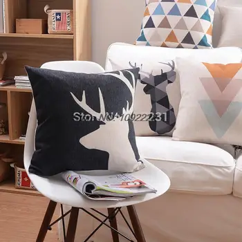 

Colourful Cushion Covers Home Decor Deer Decorative Pillows Cases Gemeotric Pillowcase Linen Cotton Pillow Cover For Sofa 45x45