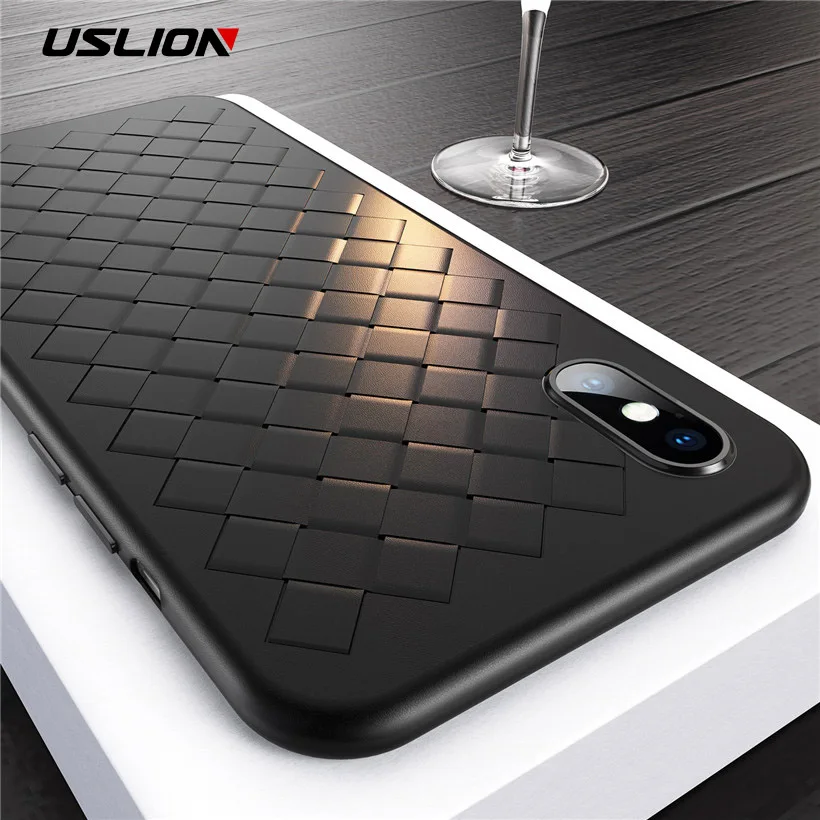 

USLION Breathe Phone Case for iPhone 8 7 Plus Woven Pattern Soft TPU Back Cover For iPhone X 7 6 6S Plus Heat Dissipation Cases