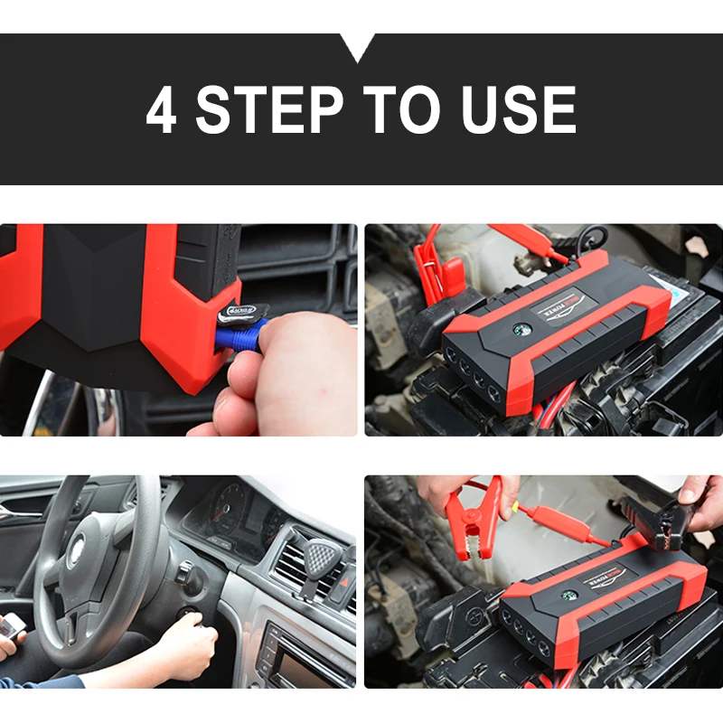 Jump Starter 20000mAh 12V Car Battery Power Bank Start Device LED 4USB EU Plug Emergency Booster Portable 600A Auto Electronic