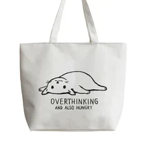 Милая Линия кошка собака Эскиз Холст сумка хозяйственная сумка с изображением мультипликационных героев AN128